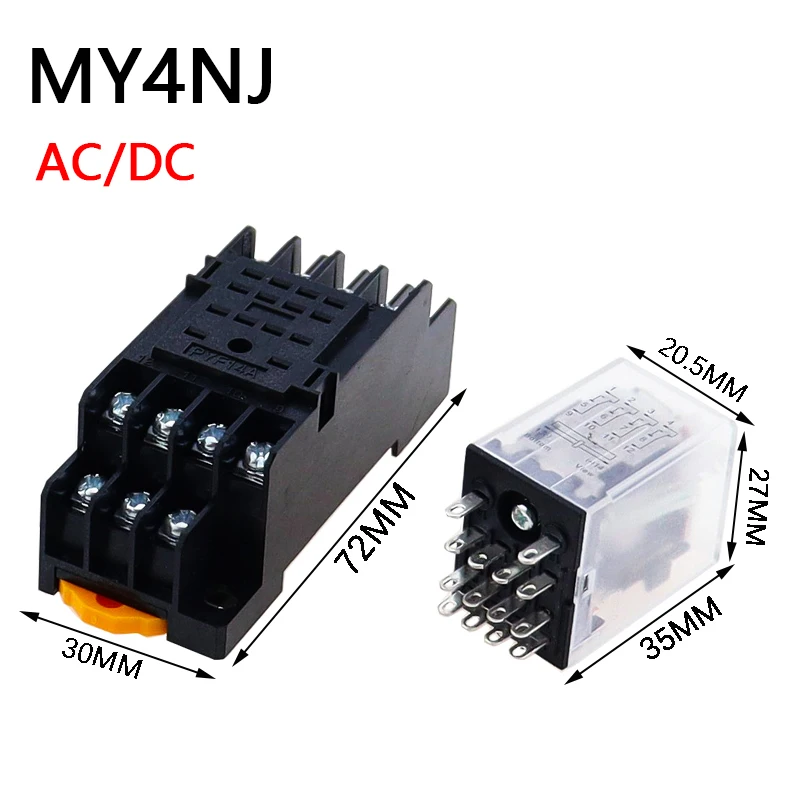 1 комплект MY4P HH54P MY4NJ катушка общего DPDT микро мини-электромагнитное реле с цоколем светодиодный AC 110 В 220 В постоянного тока 12 В 24 В новый