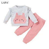 lapa baby girls 3m 3y 2 piece casual springautumn crew neck winter pants set pink solid long sleeve outfits