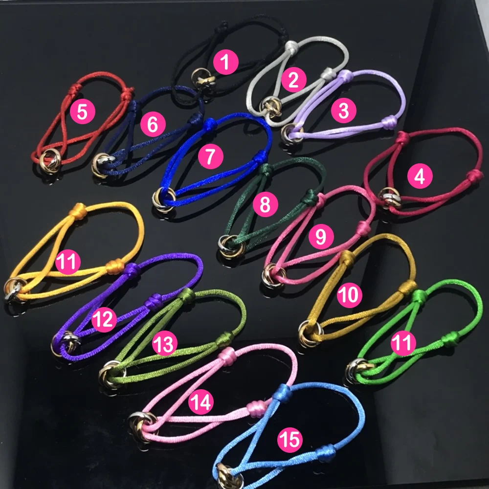 

Lucky bracelet three-color three-ring red rope bracelet men and women lovers bracelet gold-plated titanium steel bracelet