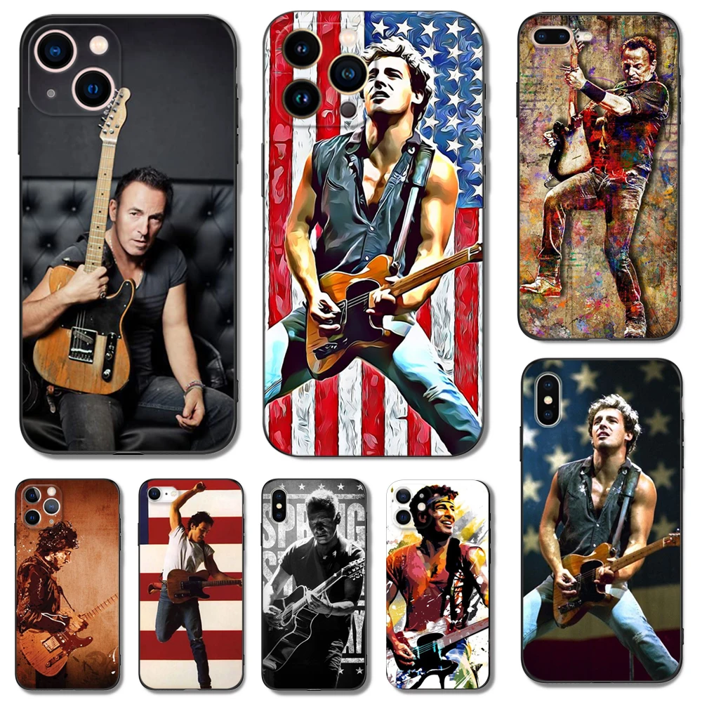 Черный чехол из ТПУ для iphone 14 13 12 11 mini pro MAX 5 5s se 2020 6 6s 7 8 plus x 10 XR XS, чехол с гитарой Брюса спрингстайна