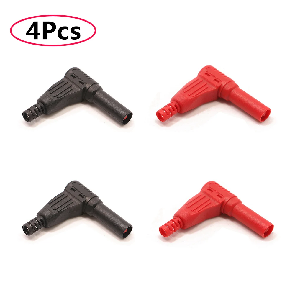 

4PCS 4mm Banana Plate Plugs Multimeter Pen 90° Banana Plugs Black Red Pure Copper Banana Plugs with Case