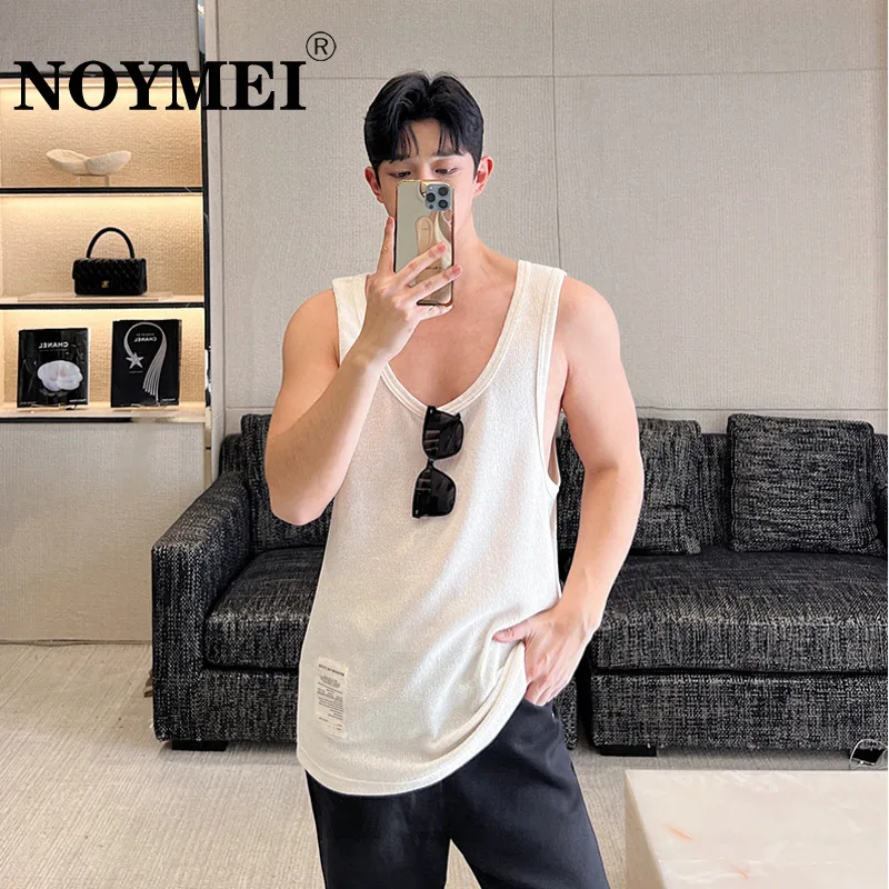 

Летняя дизайнерская свободная тонкая универсальная Повседневная мужская майка NOYMEI 2023 в Корейском стиле с круглым вырезом однотонная майка без рукавов WA1193