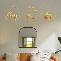 3d iron wall decor gold ginkgo maple monstera leaf wall decor round wall ornaments for bedroom hanging hotel wall decor