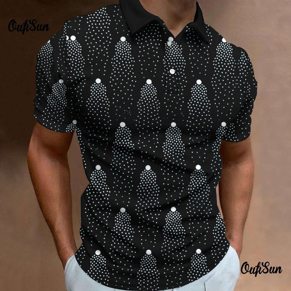 

Men's Polo Shirt Feather 3d Prints Button Short Sleeve Tops Polo Shirt Summer Casual Comfort 2024 New Men Oversize 5xl Clothing