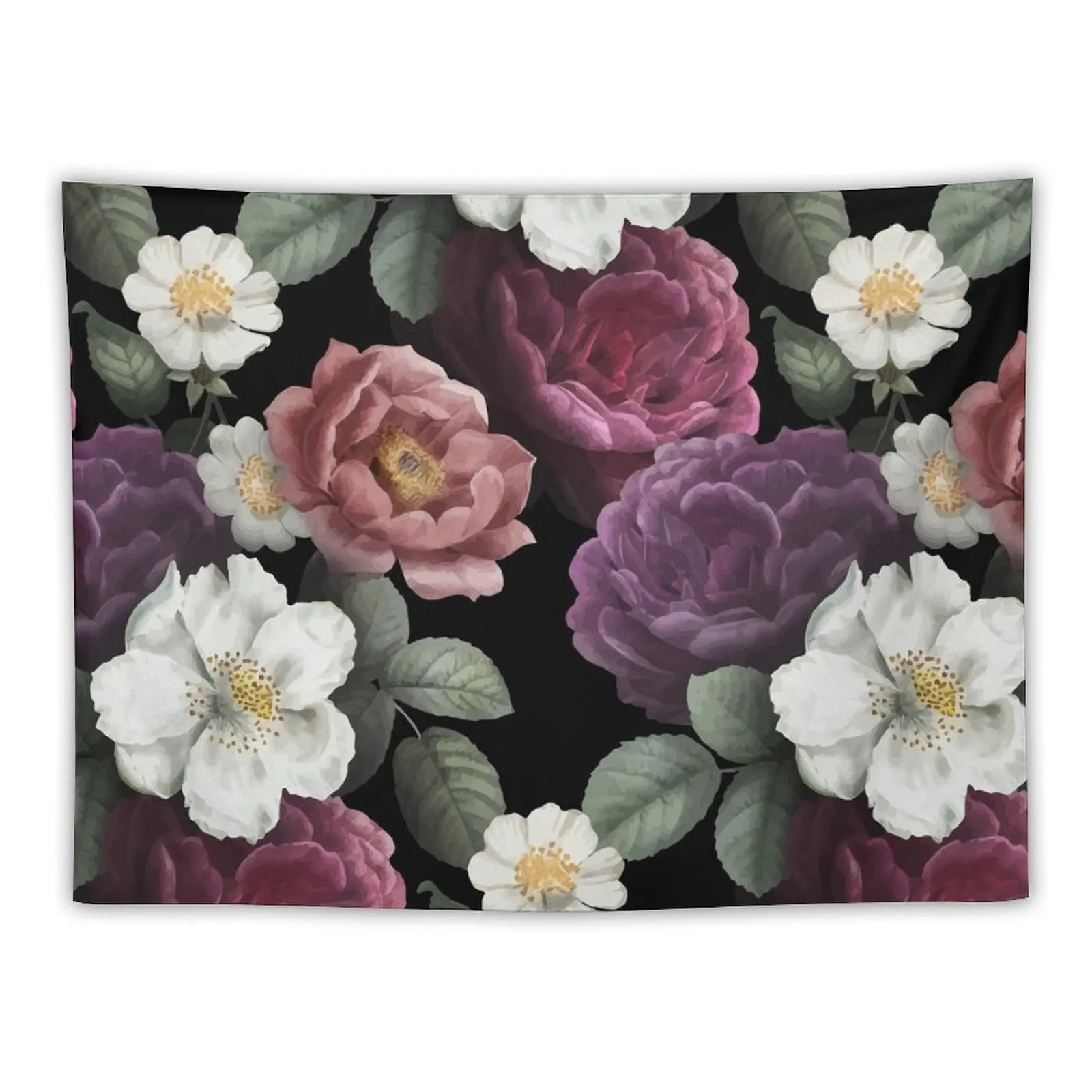 Красивые Романтические Розы Фиолетовый Розовый Белый Векторный Гобелен Спальня