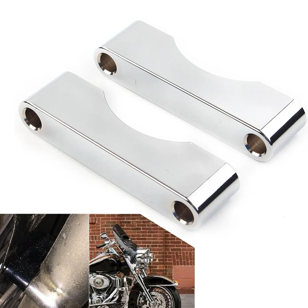

Кронштейн крепления переднего крыла мотоцикла для Harley Touring Road King FLT FLHT FLHR FLHX FLTR 1984-2013 хром/черный, 2 шт.
