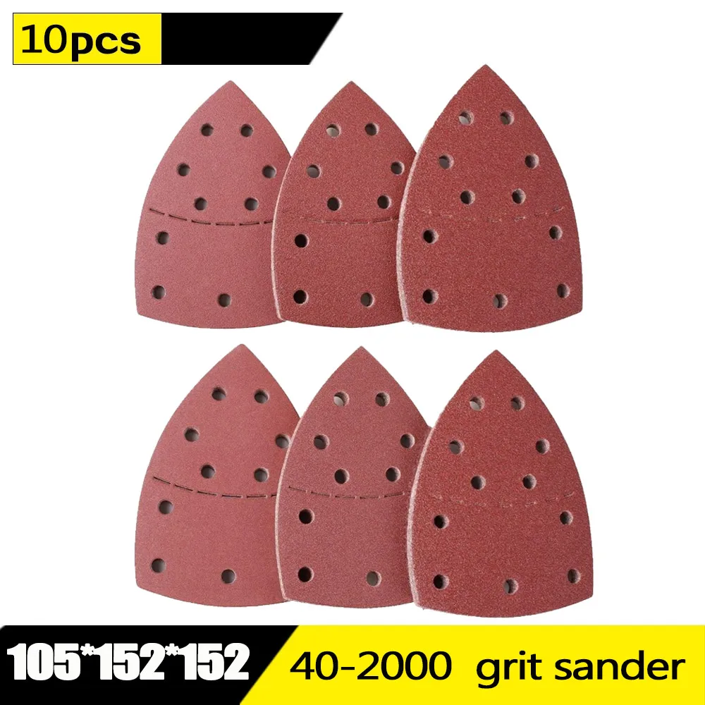

10pc Mouse Detail Sander Sandpaper 11 Holes Triangular Sanding Paper for Multi Sander Bosch PSM 160A Detail Palm 40-2000 Grits