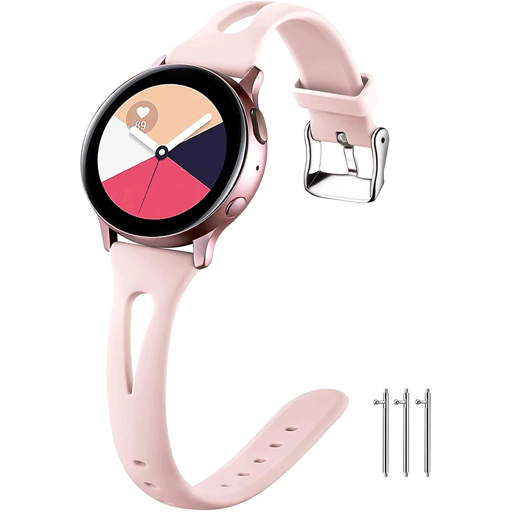 

Ремешок силиконовый для наручных часов Samsung Galaxy Active 2, тонкий браслет для Galaxy Watch 3 Band 41 мм 42 мм 44 мм