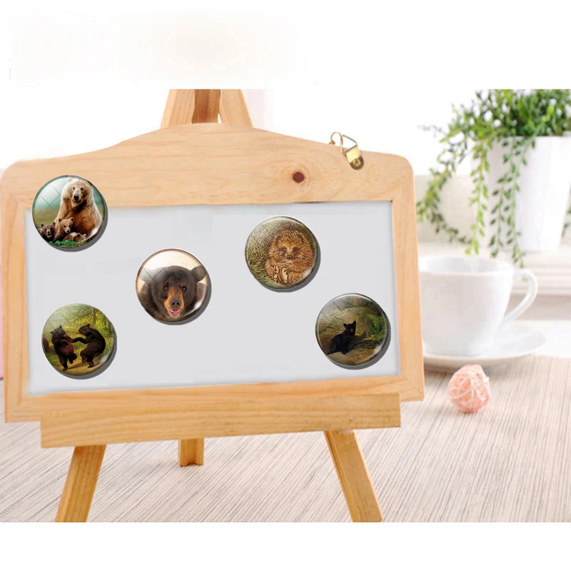 Медведь стеклянные магниты для холодильника магнитная наклейка светящийся