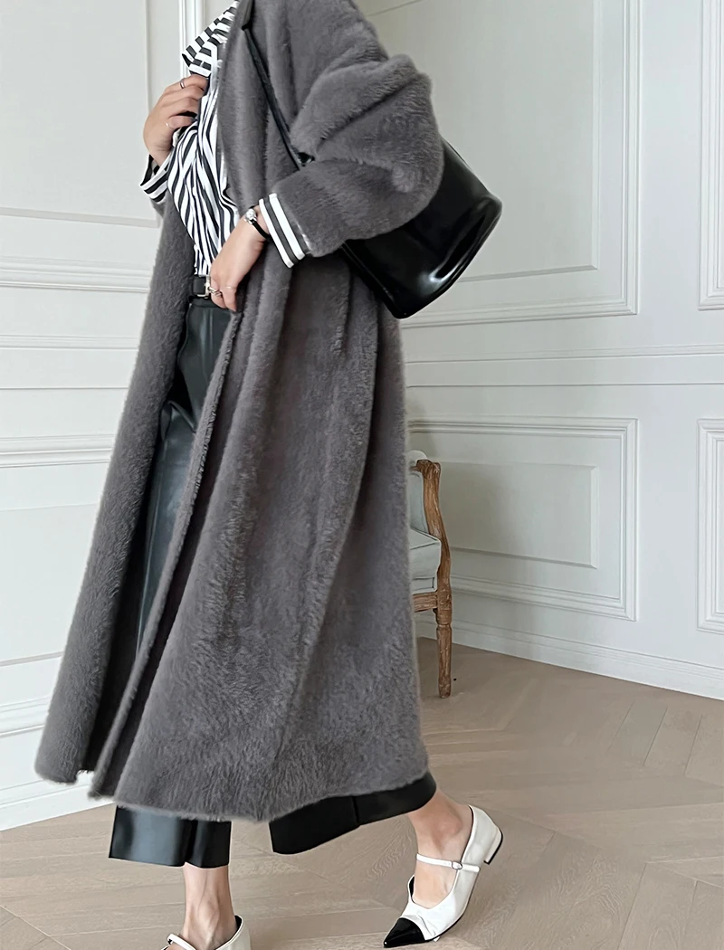 

Chic Beige Waterproof Mink Cardigans Women 2023 Winter Soft Elegant Long Cardigan Knitted Ladies Autumn Korean Knitwear