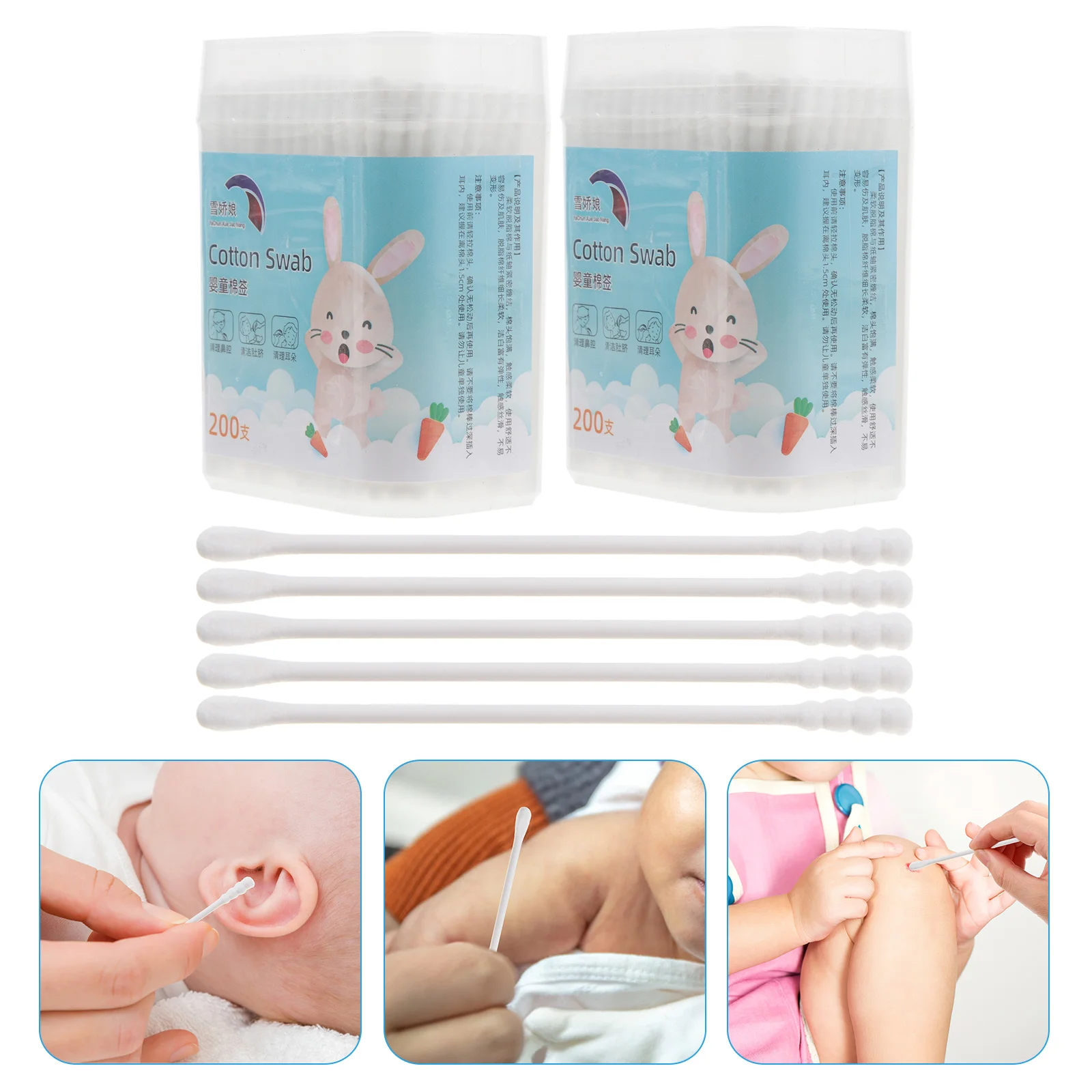 

400PCS/2 Boxes Infant Nose Swabs Paper Sticks Cotton Buds Baby Care Buds Swabs Ear Nose Cotton Swabs Infant Cleaning Sticks