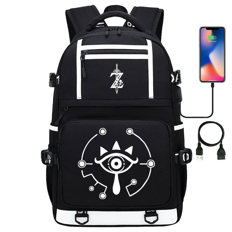 

Game Zelda-Link Print Backpack Teenarges Students Schoolbag Bookbag Men Women Causal USB Charge Port Laptop Travel Bags Mochila