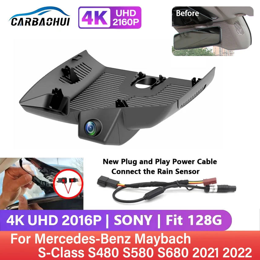 4K Автомобильный видеорегистратор Plug & play, видеорегистратор с HD камерой, Wi-Fi, видеорегистратор для Mercedes-Benz Maybach S-Class S480 S580 S680 2021 2022, видеорегистратор