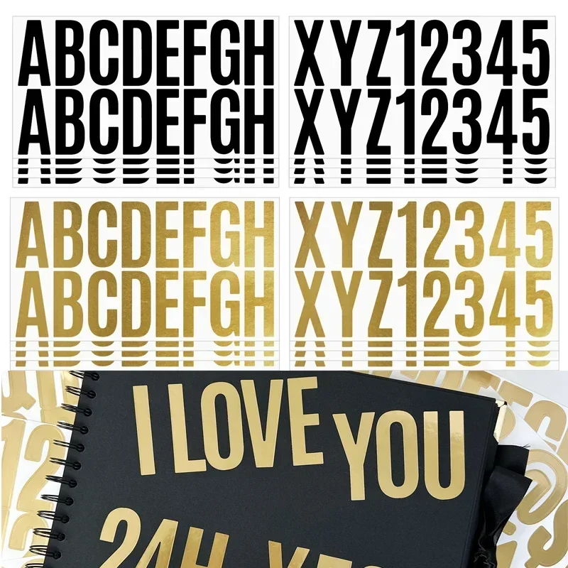 Золотые И Черные Наклейки С Буквами Алфавита 2 5 Дюйма 6 Листов Большие Цифры