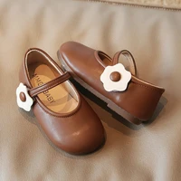 girls simple japanese sweet and cute pu round head spring new child platform shoes flowers soft kids fashion casual mary jane