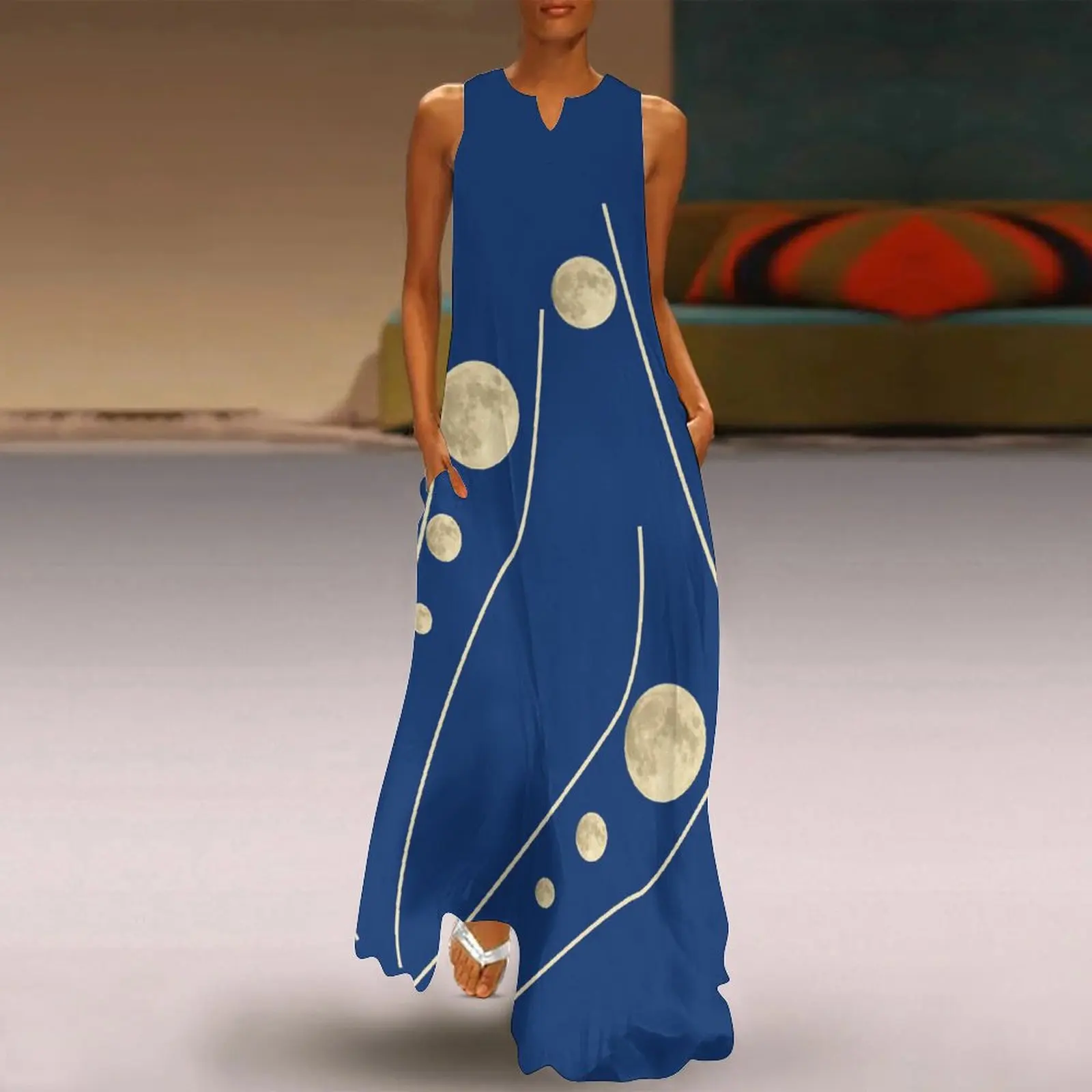 

Летнее женское сексуальное платье в стиле бохо, платье на день рождения для женщин, роскошная Повседневная Женская одежда с принтом Луны 2023