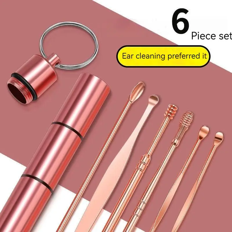 

6PCS Ear Pick Earwax Removal Kit,Portable Stainless Steel Soothing & Anti-Itch Ear Cleaner Tool with Detachable Keychain Box