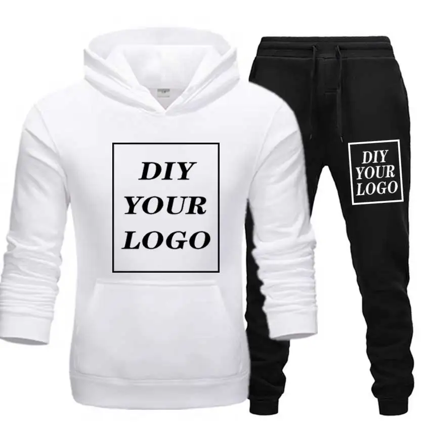 

Customized logo Print Hoodies and pants thick Sweatshirt Comfortable Unisex DIY Logo Streetwear tracksuit DropShipping Pullovers
