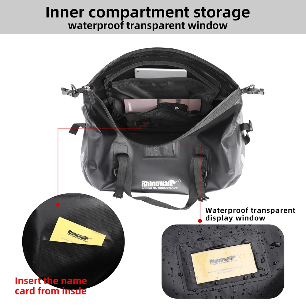 Водонепроницаемая мотоциклетная сумка Rhinowalk 45 л ПВХ седло сухая уличный рюкзак