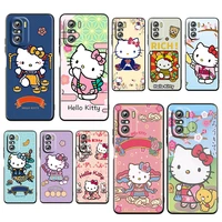 cartoon hello kitty gift for xiaomi redmi k50 k40 gaming k30 k20 pro 5g 10x 9t 9c 9a soft silicone black phone case fundas capa