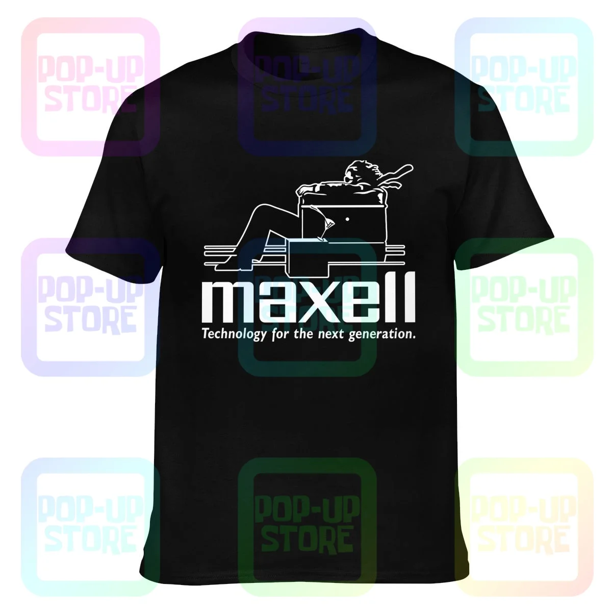 Технология Maxell выдувной логотип аудио оборудование футболка популярный тренд