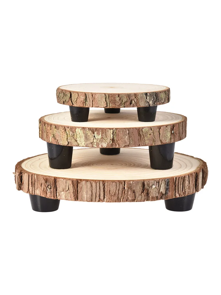 

Wooden Planter Stand Kitchen Bathroom Countertop TraySet Of 3 With S M L Size Space-saving Bathroom Shower Organizer For Plant