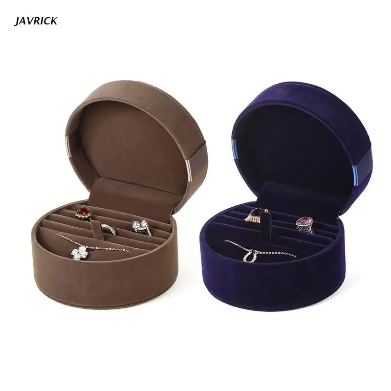 

Round Jewelry Box With Compartments Portable Jewelry Box Mini Velvet Jewelry Organizer Bracelet Box Earring Box