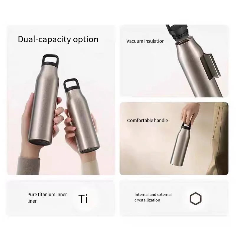 Портативная титановая термокружка Xiaomi Mijia с внутренней колбой из чистого титана, антибактериальная, с длительной вакуумной изоляцией, для холодных напитков (art.: 3920db38c016d) - 3920db38c016d