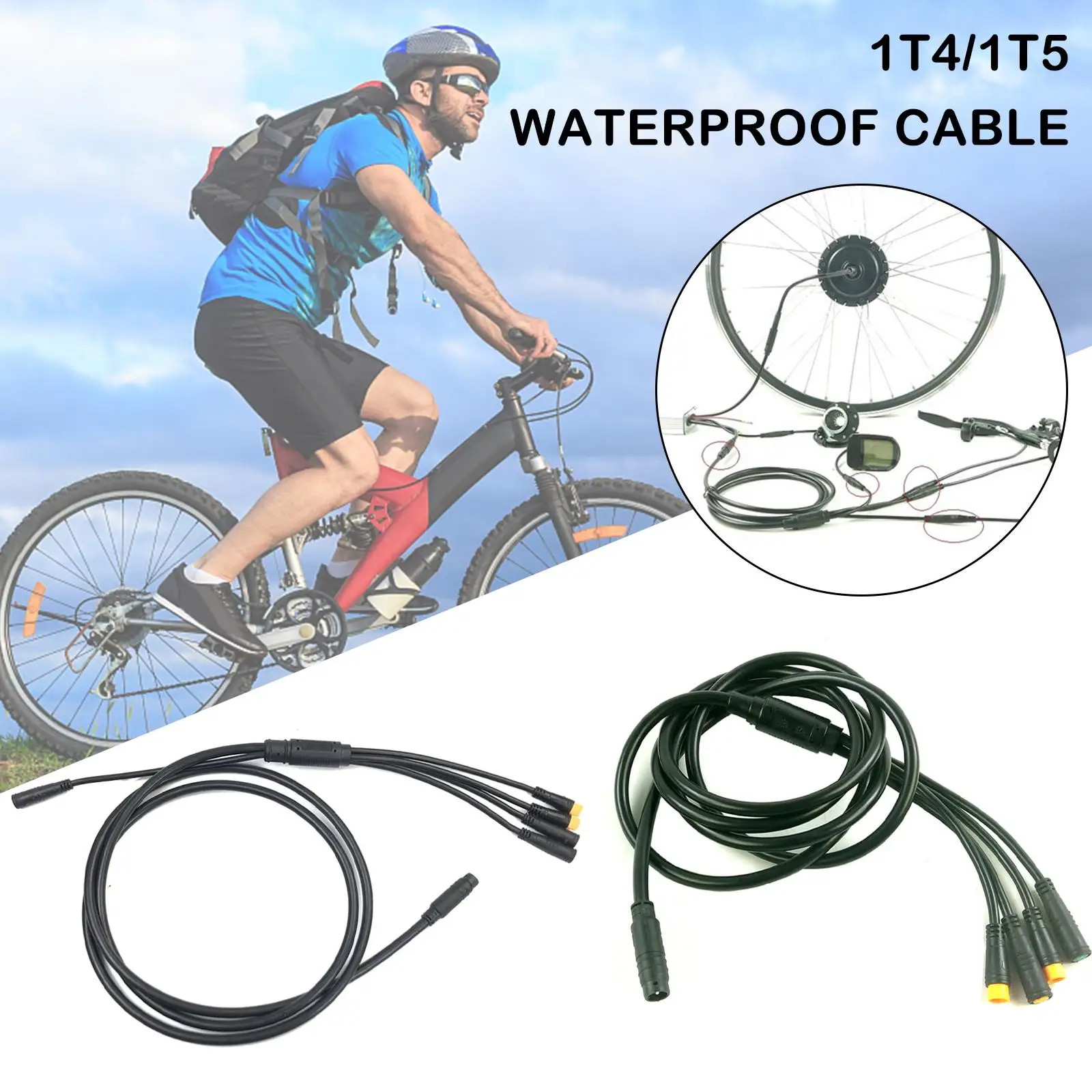 

Водонепроницаемый кабель для электрического велосипеда 1T4/1T5, контроллер, черные аксессуары для преобразования электрического велосипеда, дисплей кабеля, E-brake Y4Y0