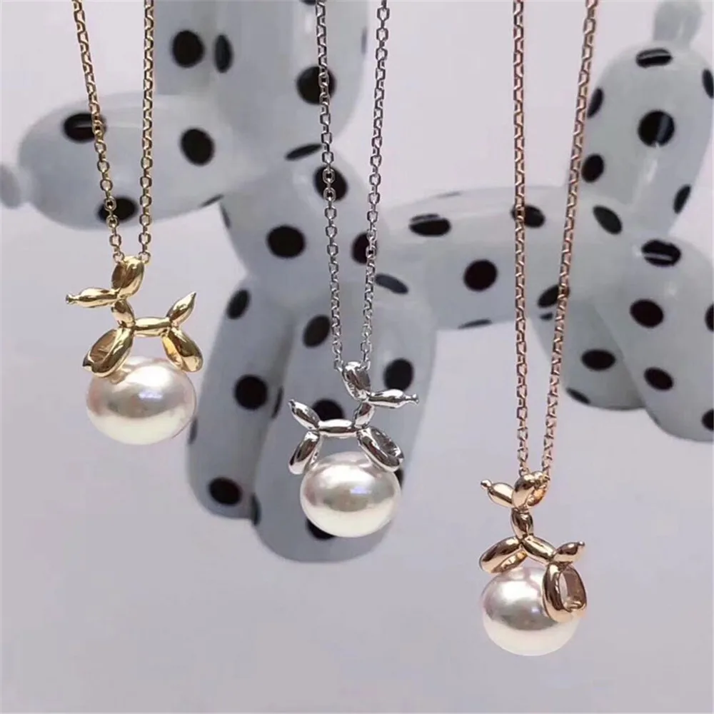 DIY pearl accessories 925 silver Blank pearl Sets of Chain Setting Base empty pendant chain with