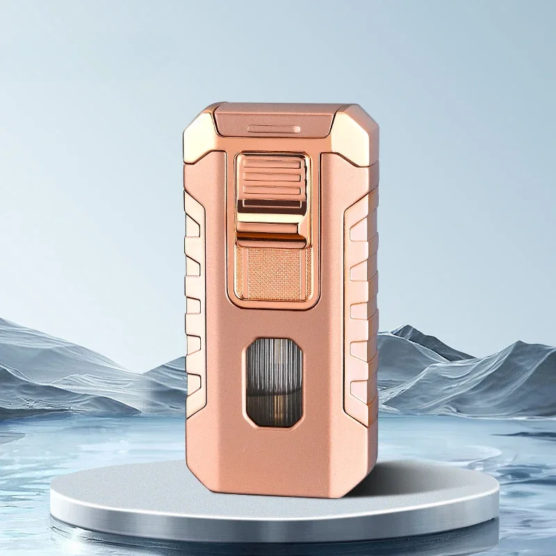 Ветрозащитная Бутановая газовая зажигалка с тремя пламенями и прямым впрыском