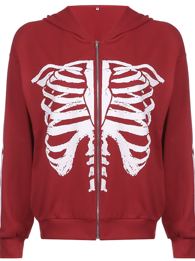 Худи в готическом стиле с принтом черепа | Женская одежда