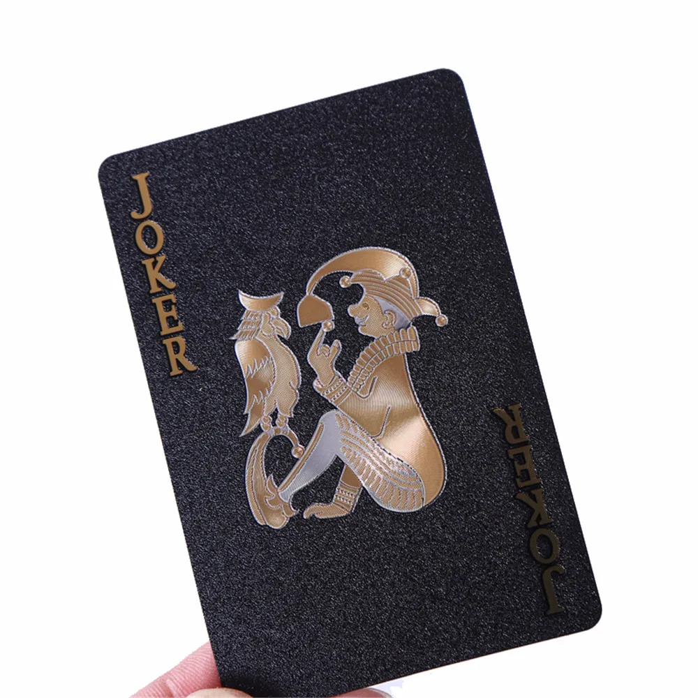 

1 Deck Black Plastic Poker Cards Glod Silver Playing Cards Home Board Game Family Home Gift