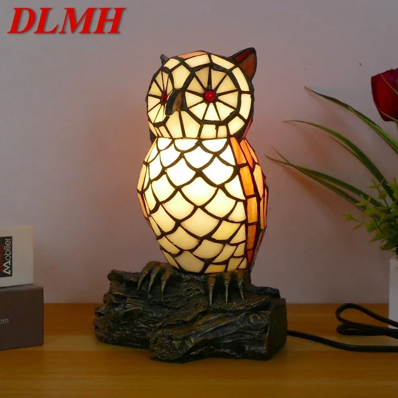 Настольная лампа DLMH Тиффани Сова художественная гостиная спальня детская