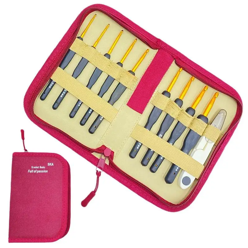 Zestaw haczyków do szydełkowania z etui igieł dziewiarskich 9-miarowa przędza Ergonomiczny uchwyt Antypoślizgowy Ręczna dziewiarska sztuka