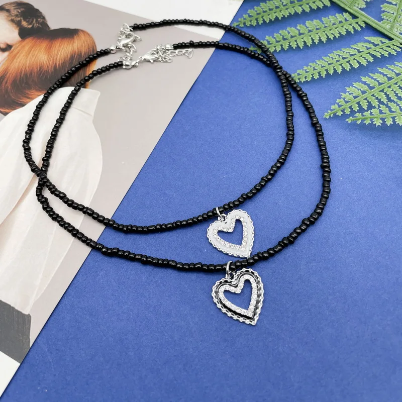 Простые бусины подвеска в форме сердца Женское Ожерелье для праздников женское
