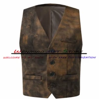 mens suit vest suede summer vintage sleeveless jacket steampunk waistcoat malev neck tank top