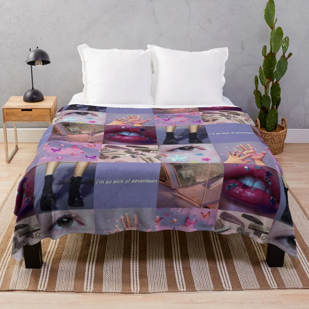 

Olivia Rodrigo SOUR Aesthetic Collage Throw Blanket Thermal Blanket