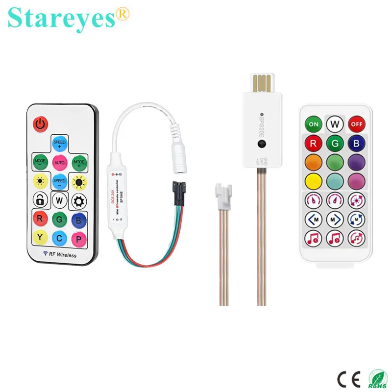 

Magic Color Led Strip RF Remote controller WS2811 SP104E DC5V USB Bluetooth Music Control WS2812B SP620E Addressable Digital IC