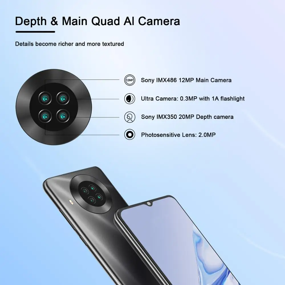 Original Cubot Note 20 NFC 3GB RAM 64GB ROM Smartphone 6.5'' HD+ Display  Android 10 Dual SIM 4G LTE Face ID