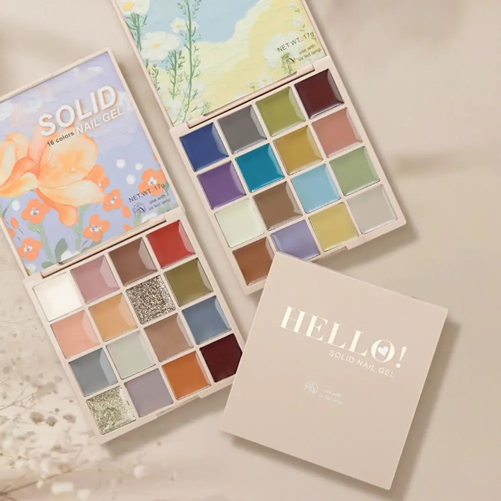 Профессиональная универсальная палитра гель-лаков для ногтей 17 г 16 цветов легкий