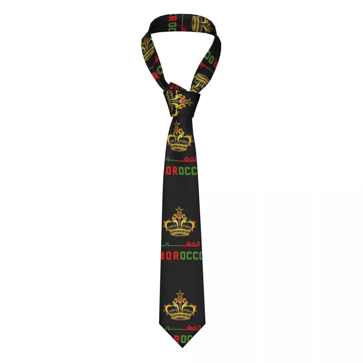 

Kingdom Of Morocco Necktie Men Skinny Polyester 8 cm Wide Moroccan Flag Neck Tie for Mens Daily Wear Gravatas Office