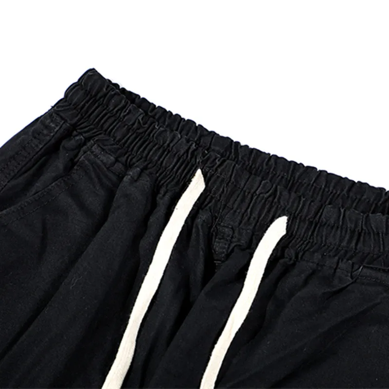 2022 Vibe Overalls Black Cotton Elastic Waist Men Cargo Jeans Trousers Drawstring Sweatpants Male Ankle Zipper Tracksuit Pants