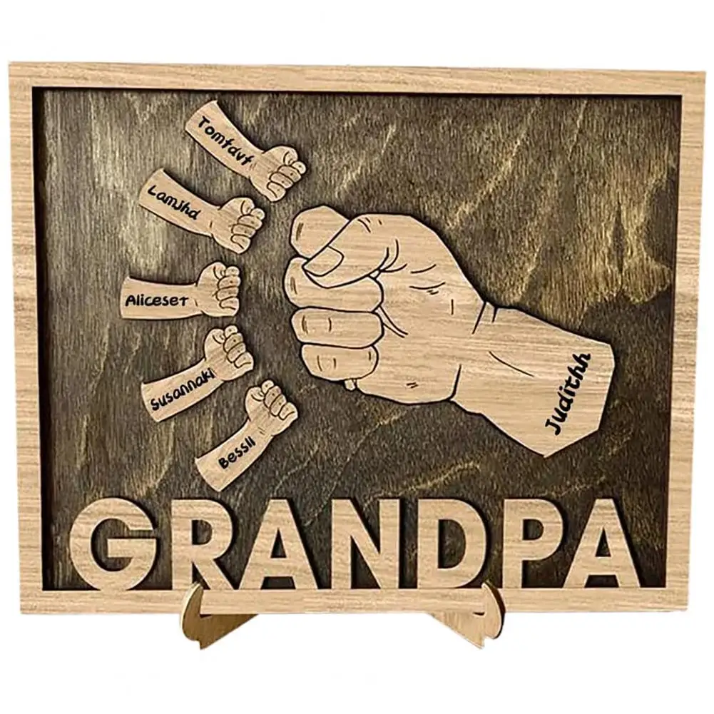 

Деревянный знак с гравировкой, привлекательный мультяшный узор, изящный мотивационный знак для отца, праздничные товары