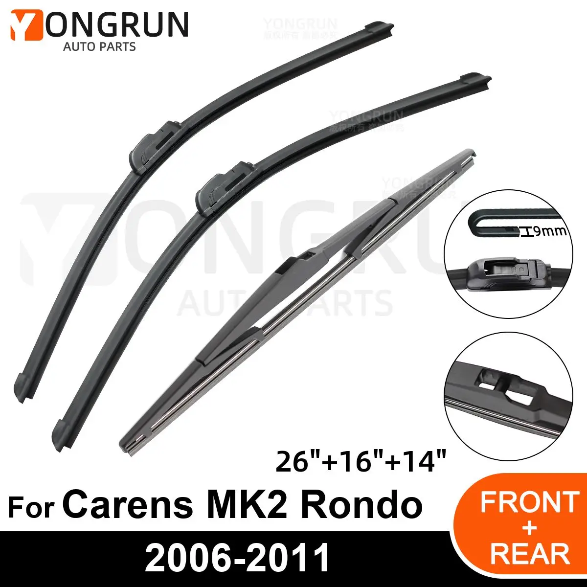 

Car Windshield Windscreen Front Rear Wiper Blade Rubber Accessories For KIA Carens MK2 Rondo Rondo7 UN 26"16"14" 2006 -2010 2011