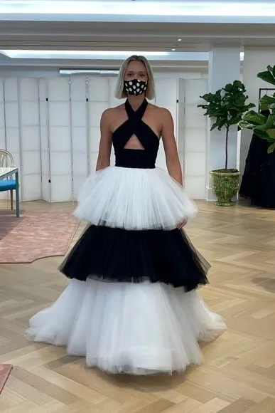 WDPL белое черное платье макси