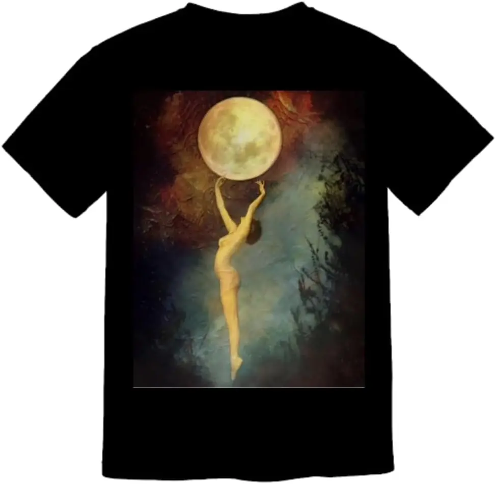 Готическая футболка Луна и богиня держит Луну идея подарка день рождения дружба