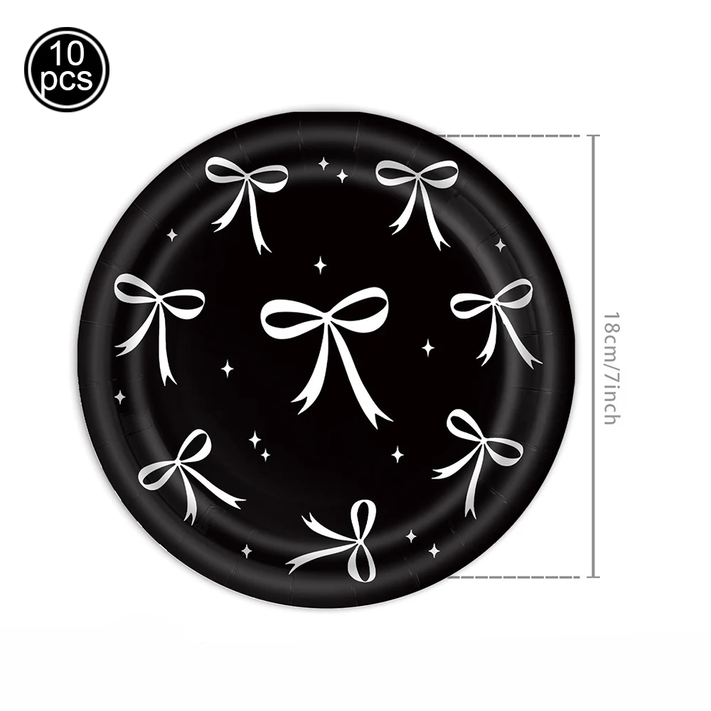 

Набор посуды для дня рождения с черным бантом