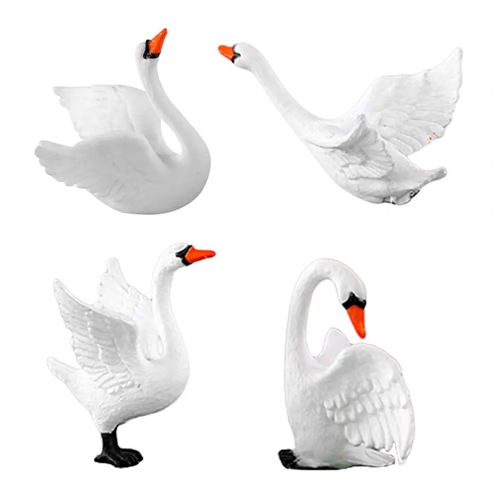 4 шт. миниатюры лебедя милые домашние садовые фигурки реквизит для съемок микро