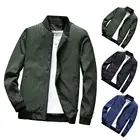 Мужская куртка-бомбер, приталенная верхняя одежда, однотонная, на молнии, с воротником-стойкой, универсальная модная уличная одежда, бейсбольные куртки, весна